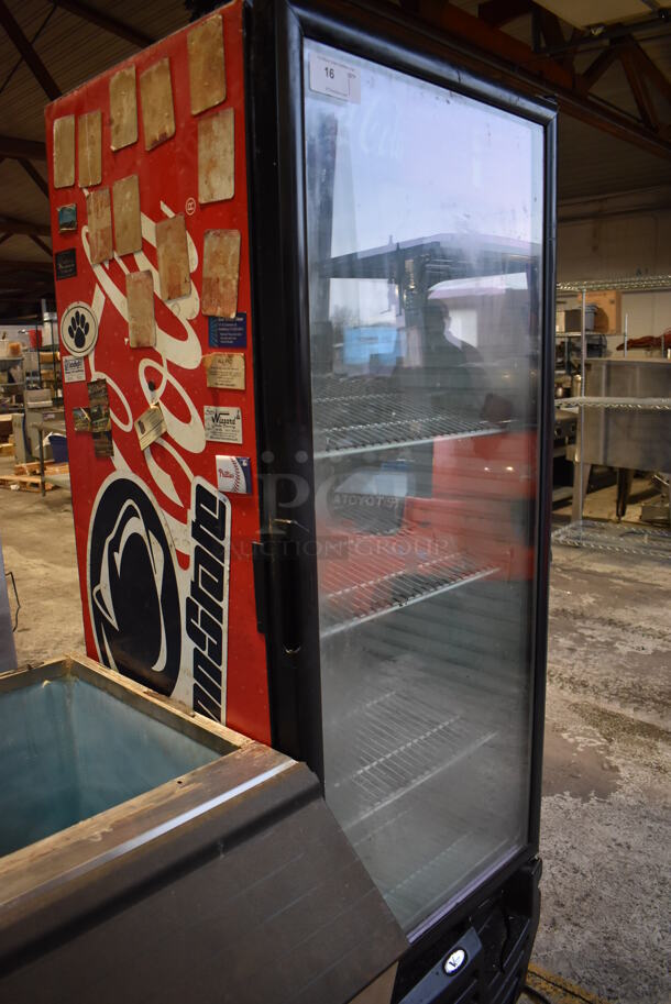 Vendo G319 Metal Commercial Single Door Reach In Cooler Merchandiser w/ Poly Coated Racks. 115 Volts, 1 Phase. 29x27x79. Tested and Powers On But Does Not Get Cold - Image 2 of 4