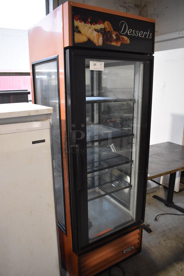 True G4SM-23 Metal Commercial Single Door Reach In Cooler Merchandiser w/ Poly Coated Racks. 115 Volts, 1 Phase. Comes w/ 4 Legs. 27x30x79. Tested and Powers On But Does Not Get Cold - Image 1 of 5