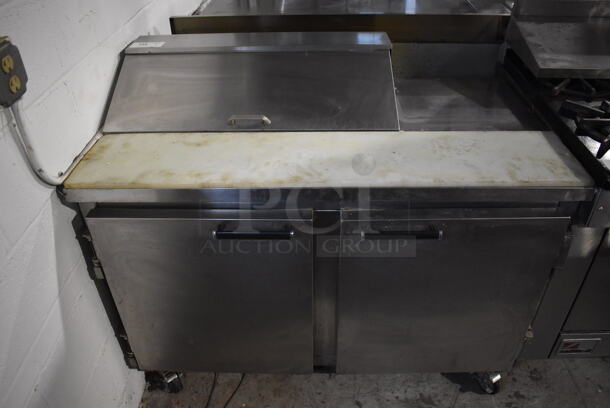 Beverage Air Stainless Steel Commercial Sandwich Salad Prep Table Bain Marie Mega Top on Commercial Casters. 115 Volts, 1 Phase. 48x28x40. Tested and Working!
