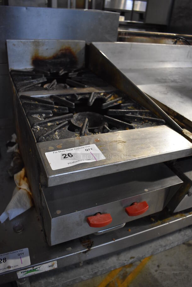 Stainless Steel Commercial Countertop Natural Gas Powered 2 Burner Range. 13x31x16 - Image 3 of 4