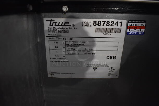 2016 True TD-80-30 Metal Commercial Bottle Back Bar Cooler w/ 3 Lids and Speedwell. 115 Volts, 1 Phase. 81x32x34. Tested and Working! - Image 3 of 8