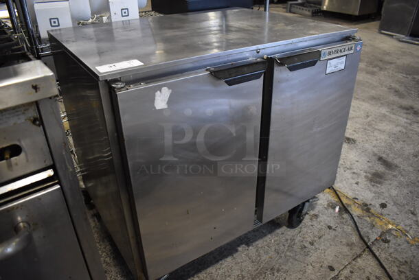 Beverage Air UCF36AY Stainless Steel Commercial 2 Door Undercounter Freezer on Commercial Casters. 115 Volts, 1 Phase. 36x30x35. Tested and Working! - Image 3 of 6