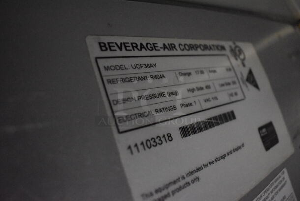 Beverage Air UCF36AY Stainless Steel Commercial 2 Door Undercounter Freezer on Commercial Casters. 115 Volts, 1 Phase. 36x30x35. Tested and Working! - Image 6 of 6