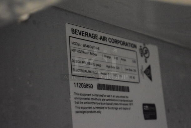 Beverage Air BB48GSY-1-B Metal Commercial 2 Door Back Bar Cooler Merchandiser. 115 Volts, 1 Phase. 48x24x35. Tested and Working! - Image 5 of 6