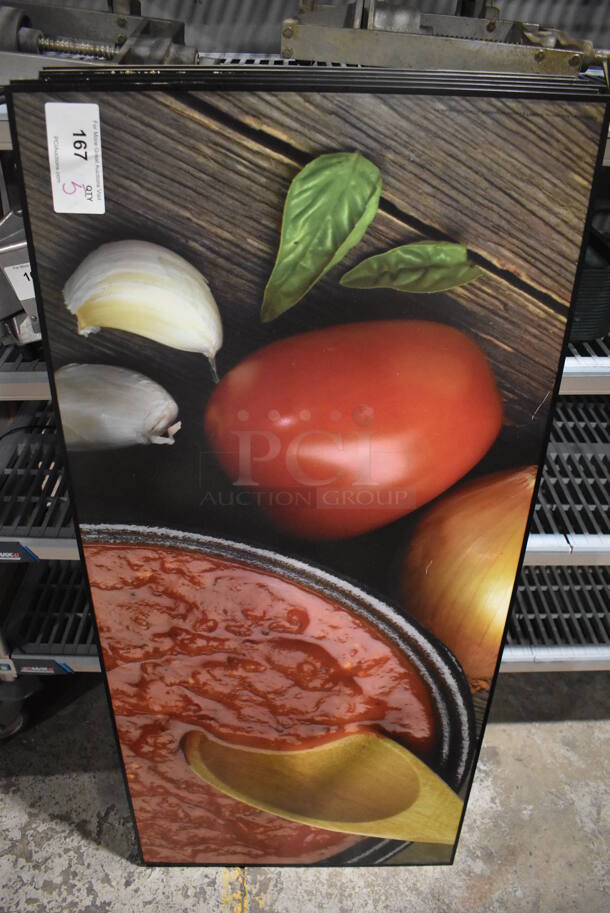 5 Pictures; Sauce, Cheese, Cucumbers, Salad and Bread Loaves. 23x1x50. 5 Times Your Bid!