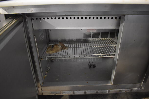 Beverage Air SP60-24M Stainless Steel Commercial Sandwich Salad Prep Table Bain Marie Mega Top on Commercial Casters. 115 Volts, 1 Phase. 60x37x47. Tested and Powers On But Does Not Get Cold - Image 7 of 8