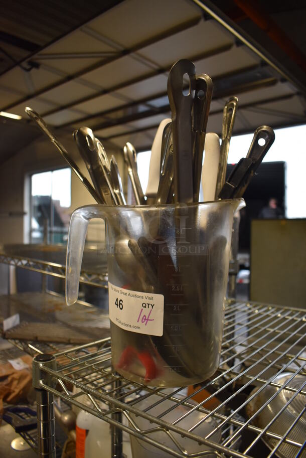 ALL ONE MONEY! Lot of Various Utensils in Clear Poly Pitcher - Image 2 of 3