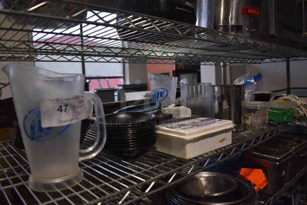 ALL ONE MONEY! Tier Lot of Various Items Including Poly Pitchers and Sticker Roll Dispenser - Image 1 of 5