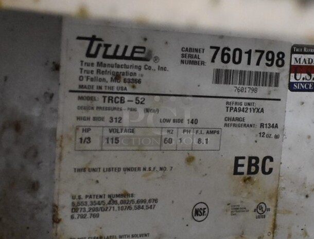 2013 True TRCB-52 Stainless Steel Commercial 2 Drawer Chef Base on Commercial Casters. 115 Volts, 1 Phase. 52x32x26. Tested and Working! - Image 4 of 4