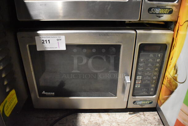 Amana Stainless Steel Commercial Countertop Microwave Oven. 120 Volts, 1 Phase. 22x17x15