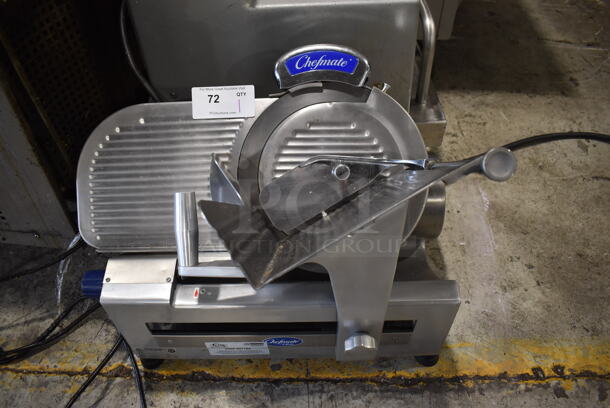 Chefmate GC512 Stainless Steel Commercial Countertop Automatic Meat Slicer w/ Blade Sharpener. 115 Volts, 1 Phase. 25x22x22. Tested and Working!