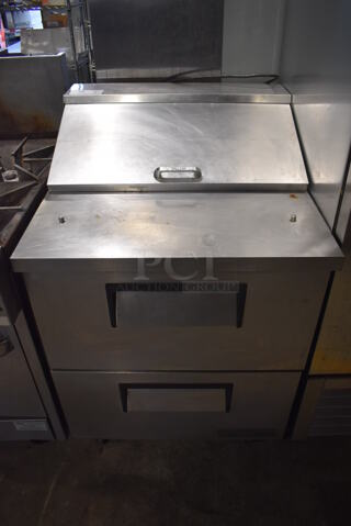 2018 True TSSU-27-08D-2-HC Stainless Steel Commercial Sandwich Salad Prep Table Bain Marie Mega Top w/ 2 Drawers on Commercial Casters. 115 Volts, 1 Phase. 27.5x30x44. Tested and Working!
