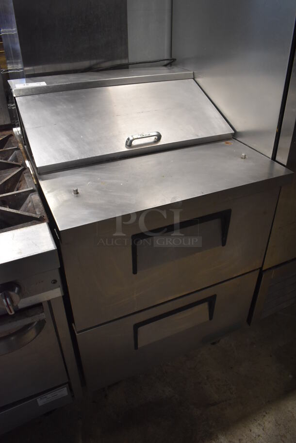2018 True TSSU-27-08D-2-HC Stainless Steel Commercial Sandwich Salad Prep Table Bain Marie Mega Top w/ 2 Drawers on Commercial Casters. 115 Volts, 1 Phase. 27.5x30x44. Tested and Working! - Image 2 of 6