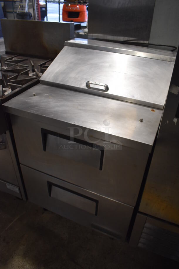 2018 True TSSU-27-08D-2-HC Stainless Steel Commercial Sandwich Salad Prep Table Bain Marie Mega Top w/ 2 Drawers on Commercial Casters. 115 Volts, 1 Phase. 27.5x30x44. Tested and Working! - Image 3 of 6