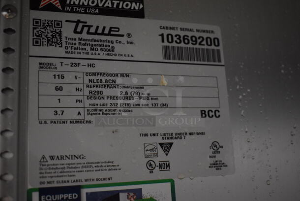 2022 True T-23F-HC ENERGY STAR Stainless Steel Commercial Single Door Reach In Freezer on Commercial Casters. 115 Volts, 1 Phase. 27x30x83. Tested and Working! - Image 5 of 5