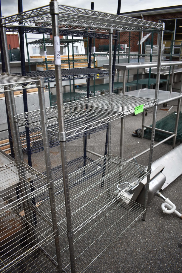 Chrome Finish 4 Tier Wire Shelving Unit. BUYER MUST DISMANTLE. PCI CANNOT DISMANTLE FOR SHIPPING. PLEASE CONSIDER FREIGHT CHARGES. 36x18x65 - Image 2 of 3