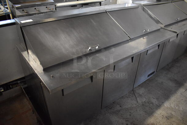 2012 True TSSU-72-30M-B-ST Stainless Steel Commercial Sandwich Salad Prep Table Bain Marie Mega Top on Commercial Casters. 115 Volts, 1 Phase. 72x34x45. Cannot Test - Unit Trips Breaker
