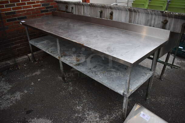 Stainless Steel Commercial Table w/ Back Splash and Metal Under Shelf. 96x30x38