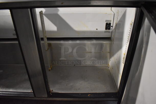 2012 True TSSU-72-30M-B-ST Stainless Steel Commercial Sandwich Salad Prep Table Bain Marie Mega Top on Commercial Casters. 115 Volts, 1 Phase. 72x34x45. Cannot Test - Unit Trips Breaker - Image 9 of 9