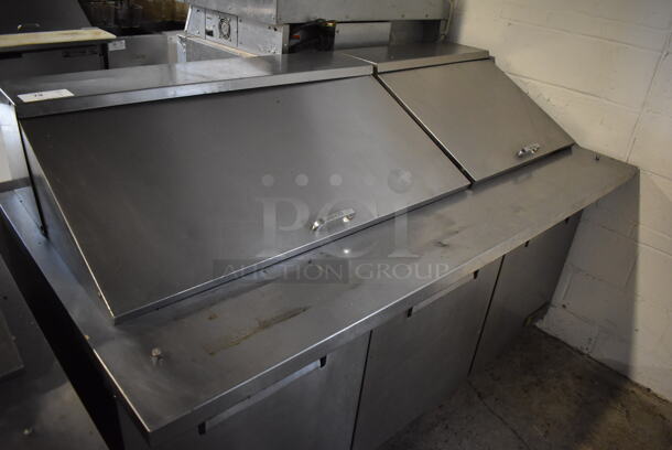 2012 True TSSU-72-30M-B-ST Stainless Steel Commercial Sandwich Salad Prep Table Bain Marie Mega Top on Commercial Casters. 115 Volts, 1 Phase. 72x34x45. Tested and Powers On But Does Not Get Cold - Image 2 of 9