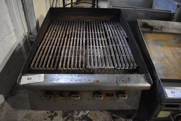 Stainless Steel Commercial Countertop Natural Gas Powered Charbroiler Grill. 24x32x18