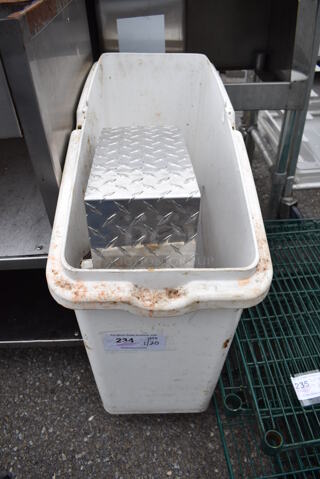 White Poly Ingredient Bin on Commercial Casters. 13x30x30