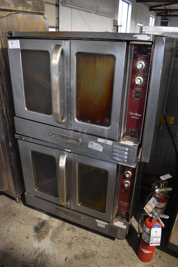 2 Southbend SilverStar Stainless Steel Commercial Electric Powered Full Size Convection Oven w/ View through Doors, Metal Oven Racks and Thermostatic Controls on Commercial Casters. 220-250 Volts. 40x31x65. 2 Times Your Bid! - Image 2 of 8