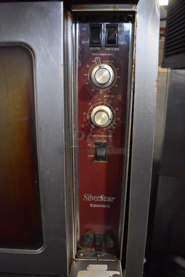 2 Southbend SilverStar Stainless Steel Commercial Electric Powered Full Size Convection Oven w/ View through Doors, Metal Oven Racks and Thermostatic Controls on Commercial Casters. 220-250 Volts. 40x31x65. 2 Times Your Bid! - Image 3 of 8