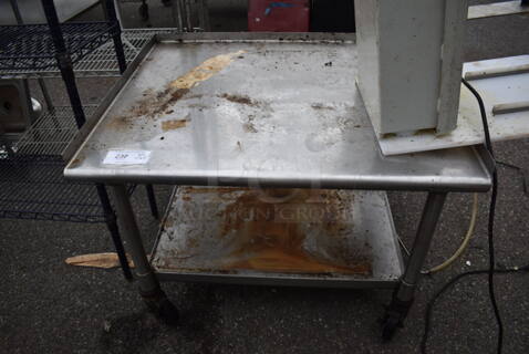 Stainless Steel Commercial Equipment Stand w/ Metal Under Shelf on Commercial Casters. 36x30x27