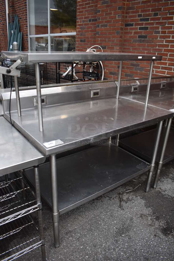 Stainless Steel Commercial Table w/ Over Shelf, Under Shelf and Back Splash. 40x30x53