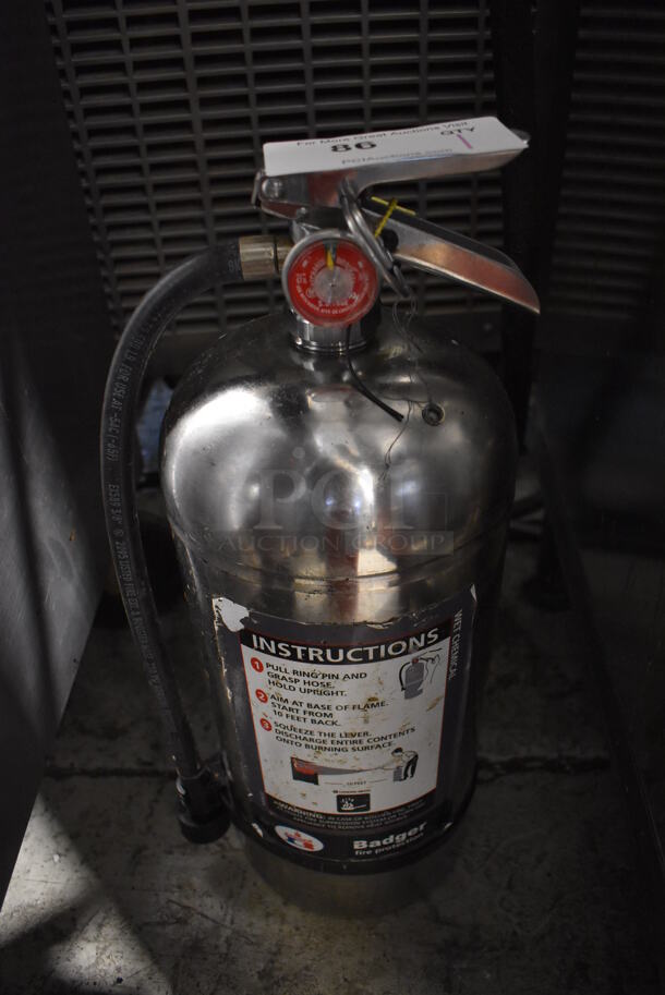 Badger Wet Chemical Fire Extinguisher. 8x8x20. Buyer Must Pick Up - We Will Not Ship This Item. 