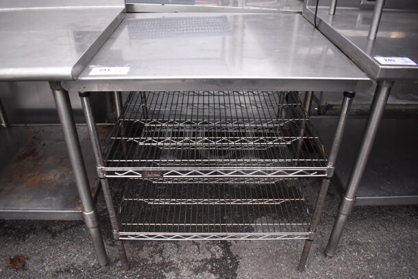 Metal Table w/ 2 Chrome Finish Wire Shelves. 32x30x34