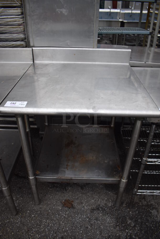 Stainless Steel Commercial Table w/ Under Shelf and Back Splash. 30x30x40