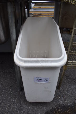 White Poly Ingredient Bin on Commercial Casters. 13x30x30