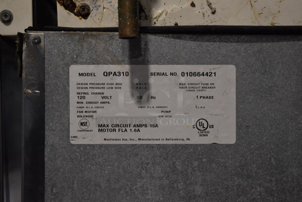 Manitowoc QD0452A Stainless Steel Commercial Ice Machine Head on Manitowoc QPA310 Stainless Steel Commercial Ice Bin Hotel Dispenser. 115 Volts, 1 Phase. 30x29x82 - Image 7 of 7