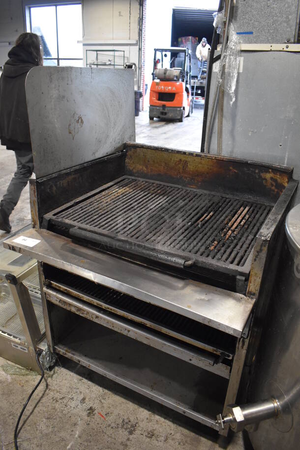 Stainless Steel Commercial Natural Gas Powered Charbroiler Grill w/ Under Shelves. 36x34x57 - Image 3 of 6