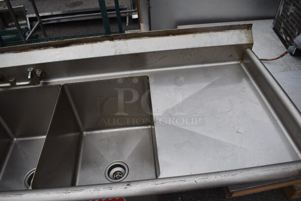 Stainless Steel 3 Bay Sink w/ Dual Drain Boards and Handles. 87x27x39. Bays 16x21x14. Drain Boards 18x24x1 - Image 2 of 5