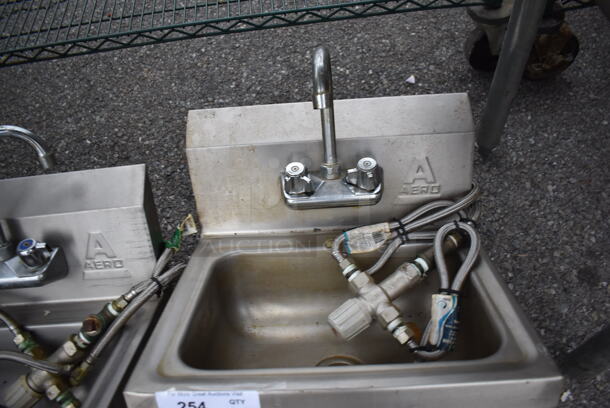 Aero Stainless Steel Commercial Single Bay Wall Mount Sink w/ Faucet, Handles and Mixing / Regulating Valve. 17x15x22 - Image 3 of 4