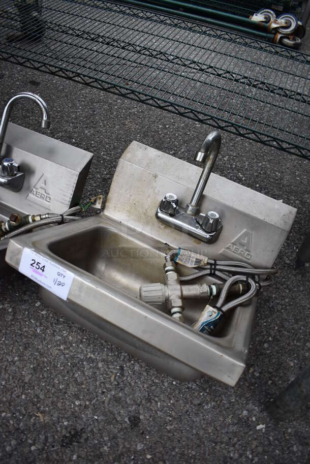 Aero Stainless Steel Commercial Single Bay Wall Mount Sink w/ Faucet, Handles and Mixing / Regulating Valve. 17x15x22 - Image 4 of 4