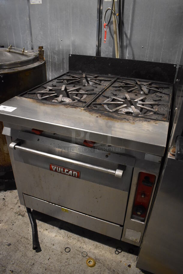 Vulcan GH45 Stainless Steel Commercial Propane Gas Powered 4 Burner Range w/ Oven on Commercial Casters. 50,000 BTU. 36x38x43 - Image 2 of 8