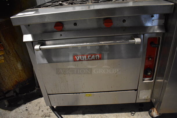 Vulcan GH45 Stainless Steel Commercial Propane Gas Powered 4 Burner Range w/ Oven on Commercial Casters. 50,000 BTU. 36x38x43 - Image 5 of 8