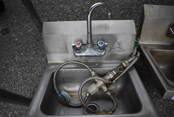 Aero Stainless Steel Commercial Single Bay Wall Mount Sink w/ Faucet, Handles and Mixing / Regulating Valve. 17x15x22 - Image 3 of 3