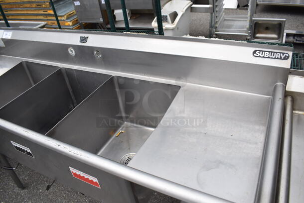 Duke Stainless Steel 3 Bay Sink w/ Dual Drain Boards. 84x27x43. Bays 16x21x13. Drain Boards 16x23x1 - Image 2 of 4