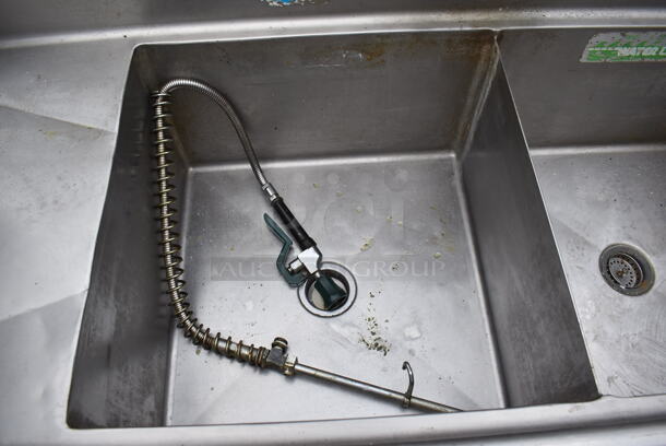 Duke Stainless Steel 3 Bay Sink w/ Dual Drain Boards, Faucet, Handles and Spray Nozzle Attachment. 120x30x44. Bays 24x24x13. Drain Boards 22x26x1 - Image 4 of 5