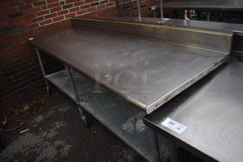 Stainless Steel Commercial Table w/ Metal Under Shelf and Back Splash. 96x30x42