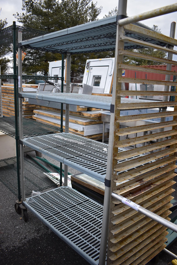 Metro Max Poly and Metal 4 Tier Shelving Unit on Commercial Casters. BUYER MUST DISMANTLE. PCI CANNOT DISMANTLE FOR SHIPPING. PLEASE CONSIDER FREIGHT CHARGES. 48x24x76