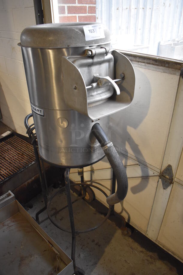 Hobart 6115 Metal Commercial Countertop Potato Peeler on Metal Stand w/ Commercial Casters. 115 Volts, 1 Phase. 19x23x58. Tested and Working! - Image 2 of 6