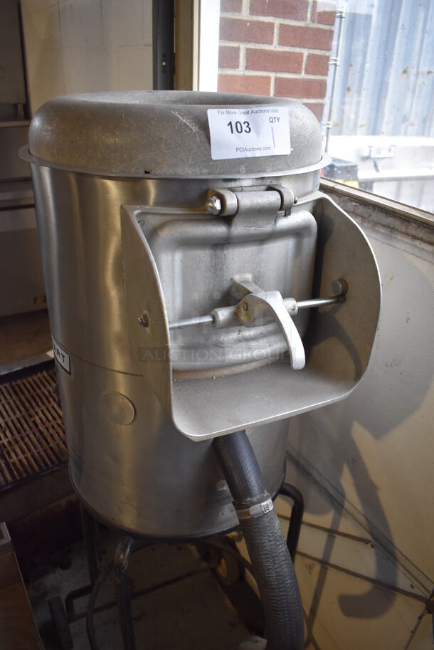 Hobart 6115 Metal Commercial Countertop Potato Peeler on Metal Stand w/ Commercial Casters. 115 Volts, 1 Phase. 19x23x58. Tested and Working! - Image 3 of 6