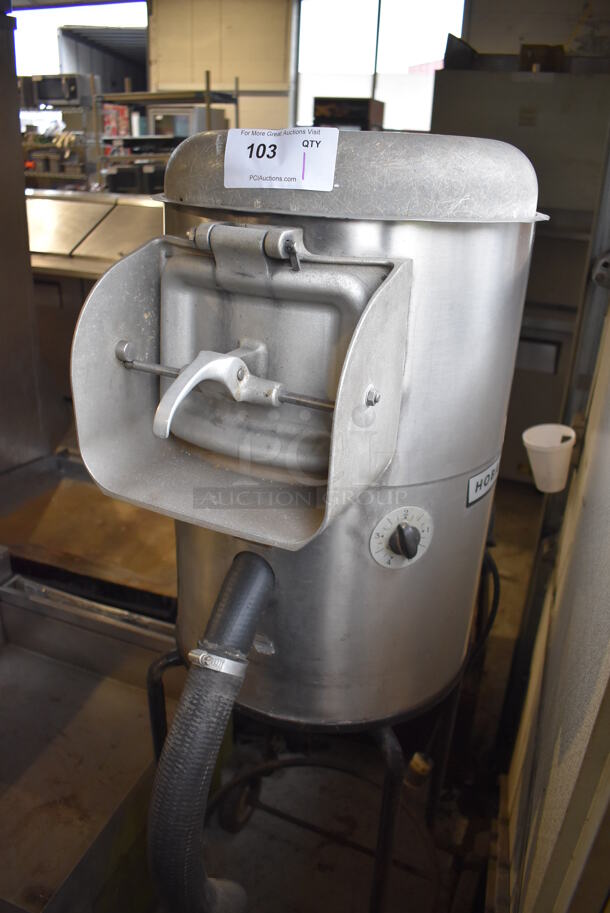 Hobart 6115 Metal Commercial Countertop Potato Peeler on Metal Stand w/ Commercial Casters. 115 Volts, 1 Phase. 19x23x58. Tested and Working! - Image 5 of 6