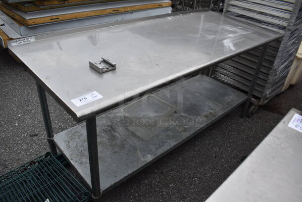 Stainless Steel Commercial Table w/ Vegetable Slicer Mount and Metal Under Shelf. 72x30x35